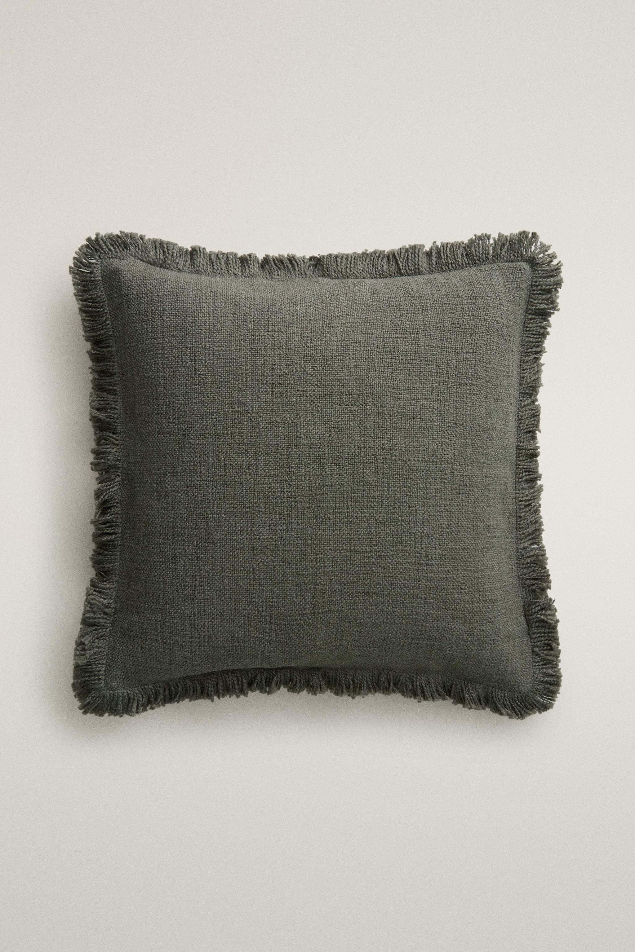 HOUSSE DE COUSSIN RAYURES FRANGES